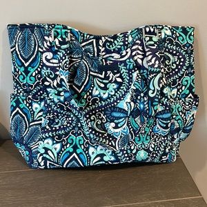 Vera Bradley Blue and Teal Paisley Zipper Tote